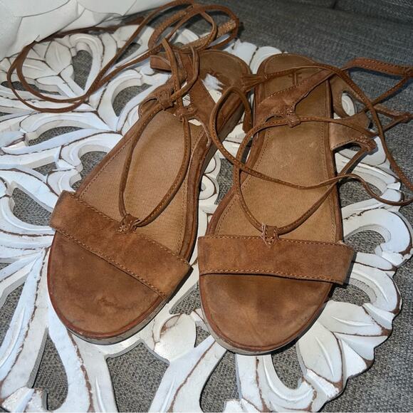 Frye Suede Leather Ankle Wrap Sandals Shoes Women’s 8 - Picture 3 of 9
